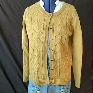 Mustard Yellow Cable Knit Cardigan